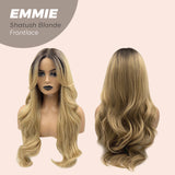 JBEXTENSION 26 Inches Curly Women Shatush Blonde Wig Pre-Cut Frontlace Wig EMMIE SHATUSH BLONDE