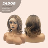 JBEXTENSION 10 Inches Light Brown Curly Lace Front Wig.Pre Plucked 13*4 HD Transparent Lace Frontal Handmade Futura Fiber Swiss Lace Synthetic Fiber Glueless Wig JADOR LIGHT BROWN