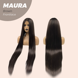 JBEXTENSION 38 Inches Super Long Straight Brown Pre-Cut Frontlace Wig MAURA BROWN