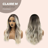 JBEXTENSION 22 Inches Body Wave Shatush Silver Pre-Cut Frontlace Glueless Wig CLAIRE M SILVER