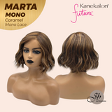 JBEXTENSION MARTA MONO CARAMEL Monofilament Handmade Wig 6X5 Full Monofilament Hand Tied Top Wig 10 Inches Caramel Mono Lace Handmade Futura Fiber Wig With Anti-slip Silicone Strips Glueless Wig MARTA MONO CARAMEL【BENDY EAR TABS】