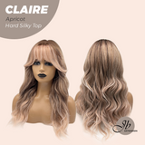 JBEXTENSION 22 Inches Scalpiana Apricot 3.5X4 Hard Silky Top Natural Scalp Effect Women Wig With Bangs CLAIRE SILKY TOP APRICOT