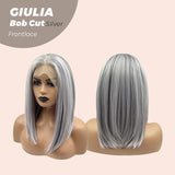 JBEXTENSION Peluca Bob Cut Mix Silver Frontlace de 14 pulgadas GIULIA BOB SILVER (PARTE LIBRE)