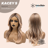 JBEXTENSION 20 Inches Apricot Pre-Cut Snowflake Lace Frontlace Glueless Wig KACEY S APRICOT【PERMATEASE】【BENDY EAR TABS】
