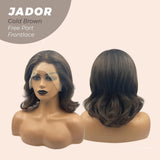 Nichole's Selection - 10 Inches Cold Brown Curly Lace Front Wig.Pre Plucked 13*4 HD Transparent Lace Frontal Handmade Futura Fiber Swiss Lace Synthetic Fiber Glueless Wig JADOR BROWN