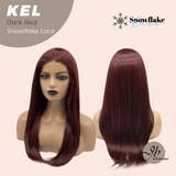 JBEXTENSION 22 Inches Dark Red Pre-Cut Snowflake Lace Frontlace Glueless Wig KEL DARK RED【PERMATEASE】【BENDY EAR TABS】- M/L