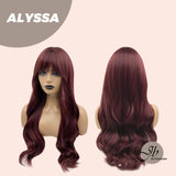JBEXTENSION 25 Inches Red Curly Fashion Wig With Full Bangs ALYSSA