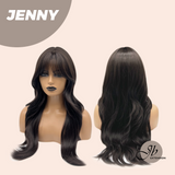 JBEXTENSION 25 Inches Midnight Brown( Black/Brown) Curly Wig with Bangs JENNY