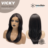 JBEXTENSION 20 Inches Natural Black Pre-Cut Snowflake Lace Frontlace Glueless Wig VICKY NATURAL BLACK【PERMATEASE】【BENDY EAR TABS】