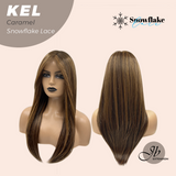 Nichole's Selection - 22 Inches Caramel Pre-Cut Snowflake Lace Frontlace Glueless Wig KEL CARAMEL【PERMATEASE】【BENDY EAR TABS】