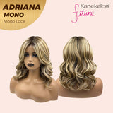 JBEXTENSION ADRIANA MONO Full Monofilament Handmade Full Lace Full Hand Tied Wig 14 Inches Blonde With Dark Root Wave Mono Lace Handmade Futura Fiber Wig With Anti-slip Silicone Strips Glueless Wig Adriana Mono【BENDY EAR TABS】