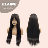 JBEXTENSION 26 Inches Scalpiana Tea Black Darkest Brown Wolf Cut 3.5X4 Hard Silky Top Natural Scalp Effect Wig With Bangs ELAINE