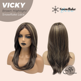 JBEXTENSION 20 Inches Dark Brown with Highlight Pre-Cut Snowflake Lace Frontlace Glueless Wig VICKY BROWN HIGHLIGHT【PERMATEASE】【BENDY EAR TABS】