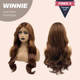 Nichole's Selection - 26 Inches Copper Curly Fiber X, Tangle Less Pre-Cut Free Part Frontlae Glueless Wig WINNIE