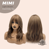 JBEXTENSION 16 Inches Scalpiana 3.5X4 Hard Silky Top Natural Scalp Effect Light Brown Body Wave Wig With Bangs Wig MIMI SILK TOP LIGHT BROWN