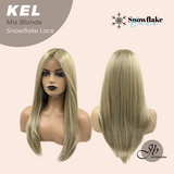 JBEXTENSION 22 Inches Mix Blonde Pre-Cut Snowflake Lace Frontlace Glueless Wig KEL MIX BLONDE【PERMATEASE】【BENDY EAR TABS】- M/L