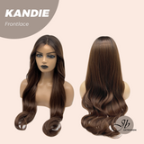 JBEXTENSION 28 Inches Curly Mocha with Dark Root Pre-Cut Frontlace Glueless Wig KANDIE