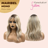 JBEXTENSION MARIBEL MONO Monofilament Handmade Wig 6X5 Full Monofilament Hand Tied Top Wig 16 Inches Blonde With Dark Root Wave Mono Lace Wig With Anti-slip Silicone Strips Glueless Wig Maribel Mono【BENDY EAR TABS】