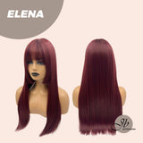 JBEXTENSION 22 Inches Straight Red Hime Cut Wig With Bangs ELENA