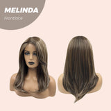 Nichole's Selection - 18 Inches Brown With Highlight Pre-Cut Frontlace Glueless Side Part Wig MELINDA