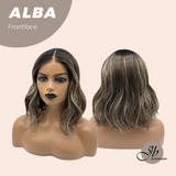 HOT OF SEASON - 12 Inches Wave Dark Brown with Blonde Highlight with Dark Root Pre-Cut Frontlace Glueless Wig ALBA
