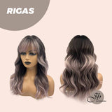 JBEXTENSION 20 Inches Shatush Purple Body Wave Wig With Bangs RIGAS