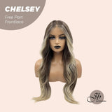 JBEXTENSION 26 Inches Curly Mix Blonde Free Part Pre-Cut Frontlace Glueless Wig CHELSEY