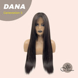 JBEXTENSION GENERATION FIVE 28 Inches Long Tea Black Darkest Brown Straight Wig With Bangs DANA G5
