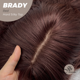 JBEXTENSION 12 Inches Scalpiana Wave Red 3.5X4 Hard Silky Top Natural Scalp Effect Wig with Bang BRADY RED