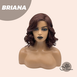 JBEXTENSION 13 Inches Dark Red Curly Women Fashion Full Machine Wig With Bangs BRIANA【PLUS PERMATEASE】【BENDY EAR TABS】