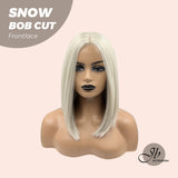 JBEXTENSION 14 Inches Bob Cut White Grey Pre-Cut Frontlace Glueless Wig SNOW BOB CUT