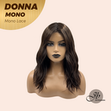 JBEXTENSION DONNA MONO Monofilament Handmade Wig 6X5 Full Monofilament Hand Tied Top Wig 18 Inches Dark Brown Wave Mono Lace Wig With Anti-slip Silicone Strips Glueless Wig DONNA MONO【BENDY EAR TABS】