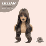 JBEXTENSION 26 Inches Scalpiana Cold Brown Curly 3.5X4 Hard Silky Top Natural Scalp Effect Wig LILLIAN COLD BROWN