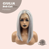 JBEXTENSION Peluca Bob Cut Mix Silver Frontlace de 14 pulgadas GIULIA BOB SILVER (PARTE LIBRE)