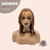 JBEXTENSION 16 Inches Dark Auburn Highlight Pre-Cut Frontlace Glueless Wig KENDRA DARK