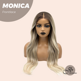 JBEXTENSION 26 Inches Curly Ash Blonde with Dark Root Pre-Cut Frontlace Glueless Wig MONICA