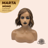 JBEXTENSION MARTA MONO CARAMEL Monofilament Handmade Wig 6X5 Full Monofilament Hand Tied Top Wig 10 Inches Caramel Mono Lace Handmade Futura Fiber Wig With Anti-slip Silicone Strips Glueless Wig MARTA MONO CARAMEL【BENDY EAR TABS】