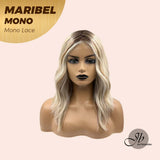 JBEXTENSION MARIBEL MONO Monofilament Handmade Wig 6X5 Full Monofilament Hand Tied Top Wig 16 Inches Blonde With Dark Root Wave Mono Lace Wig With Anti-slip Silicone Strips Glueless Wig Maribel Mono【BENDY EAR TABS】