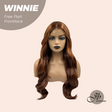 Nichole's Selection - 26 Inches Copper Curly Fiber X, Tangle Less Pre-Cut Free Part Frontlae Glueless Wig WINNIE
