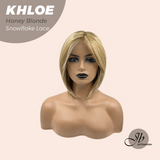 JBEXTENSION 12 Inches Bob Cut Honey Blonde Pre-Cut Snowflake Lace Frontlace Glueless Wig KHLOE HONEY BLONDE【PERMATEASE】【BENDY EAR TABS】