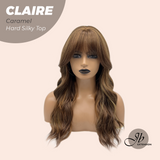JBEXTENSION 22 Inches Scalpiana Caramel 3.5X4 Hard Silky Top Natural Scalp Effect Women Wig With Bangs CLAIRE SILKY TOP CARAMEL