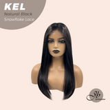 Nichole's Selection - 22 Inches Natural Black Pre-Cut Snowflake Lace Frontlace Glueless Wig KEL NATURAL BLACK【PERMATEASE】【BENDY EAR TABS】