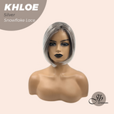 JBEXTENSION 12 Inches Bob Cut Silver Pre-Cut Snowflake Lace Frontlace Glueless Wig KHLOE SILVER【PERMATEASE】【BENDY EAR TABS】- M/L
