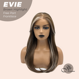 JBEXTENSION 22 Inches Brown with Blonde Highlight Pre-Cut Free Part Frontlace Glueless Wig EVIE BROWN HIGHLIGHT