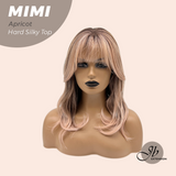 JBEXTENSION 16 Inches Scalpiana 3.5X4 Hard Silky Top Natural Scalp Effect Apricot Body Wave Wig With Bangs Wig MIMI SILKY TOP APRICOT
