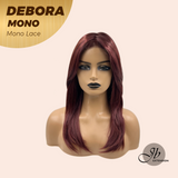 JBEXTENSION DEBORA MONO Monofilament Handmade Wig 6X5 Full Monofilament Hand Tied Top Wig 20 Inches Dark Red Mono Lace Wig With Anti-slip Silicone Strips Glueless Wig DEBORA MONO【BENDY EAR TABS】