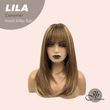 JBEXTENSION 20 Inches Scalpiana Brown with Highlight Wolf Cut 3.5X4 Hard Silky Top Natural Scalp Effect Wig With Bangs LILA CARAMEL