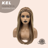 JBEXTENSION 22 Inches Caramel Blonde Highlight Pre-Cut Snowflake Lace Frontlace Glueless Wig KEL CARAMEL BLONDE HIGHLIGHT【PERMATEASE】【BENDY EAR TABS】