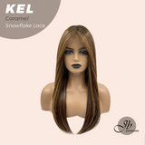 Nichole's Selection - 22 Inches Caramel Pre-Cut Snowflake Lace Frontlace Glueless Wig KEL CARAMEL【PERMATEASE】【BENDY EAR TABS】
