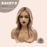 JBEXTENSION 20 Inches Apricot Pre-Cut Snowflake Lace Frontlace Glueless Wig KACEY S APRICOT【PERMATEASE】【BENDY EAR TABS】